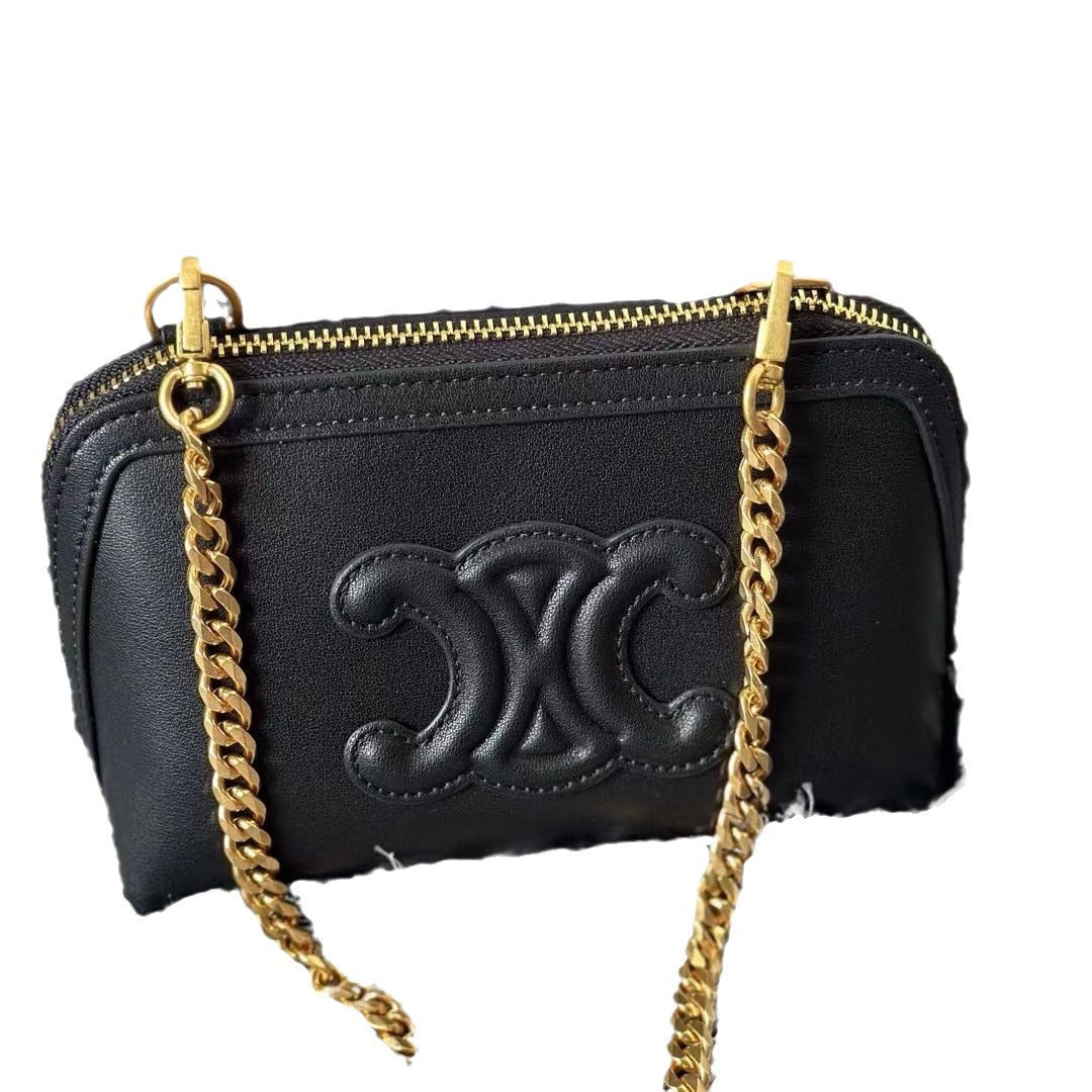 2024年新款复古凯旋门贝壳包迷你老花链条小包化妆包单肩包女斜挎