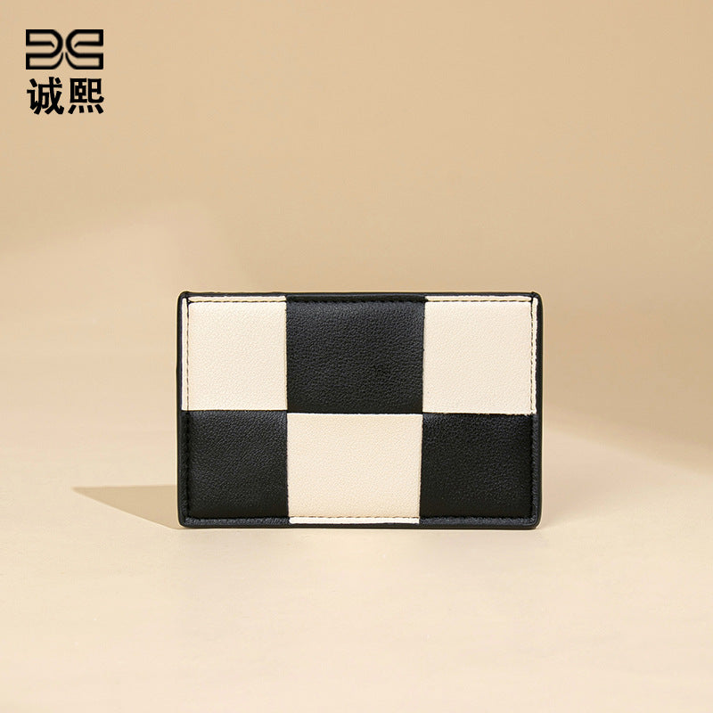 工厂批发时尚编织超薄卡包潮流棋盘格卡夹多功能男女通用收纳卡套