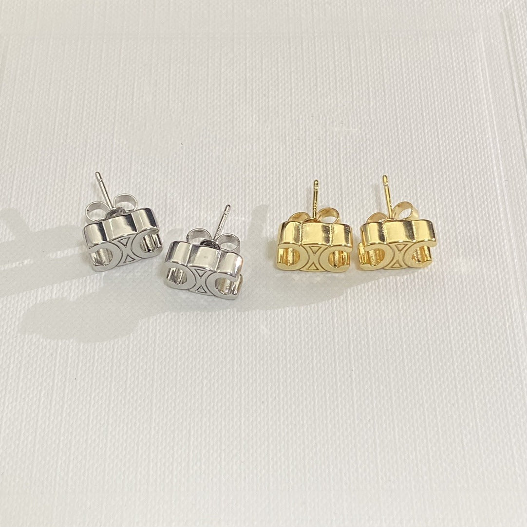 24新款凯旋门珍珠耳钉女高级感气质黄铜镀金爱心树脂耳环