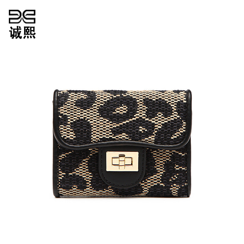 短款风琴卡包女豹纹多卡位证件精致小包大容量小众卡套批发名片包