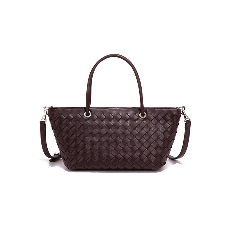 跨境欧美时尚女包手工编织批发简约高级大容量手提单肩斜挎托特包