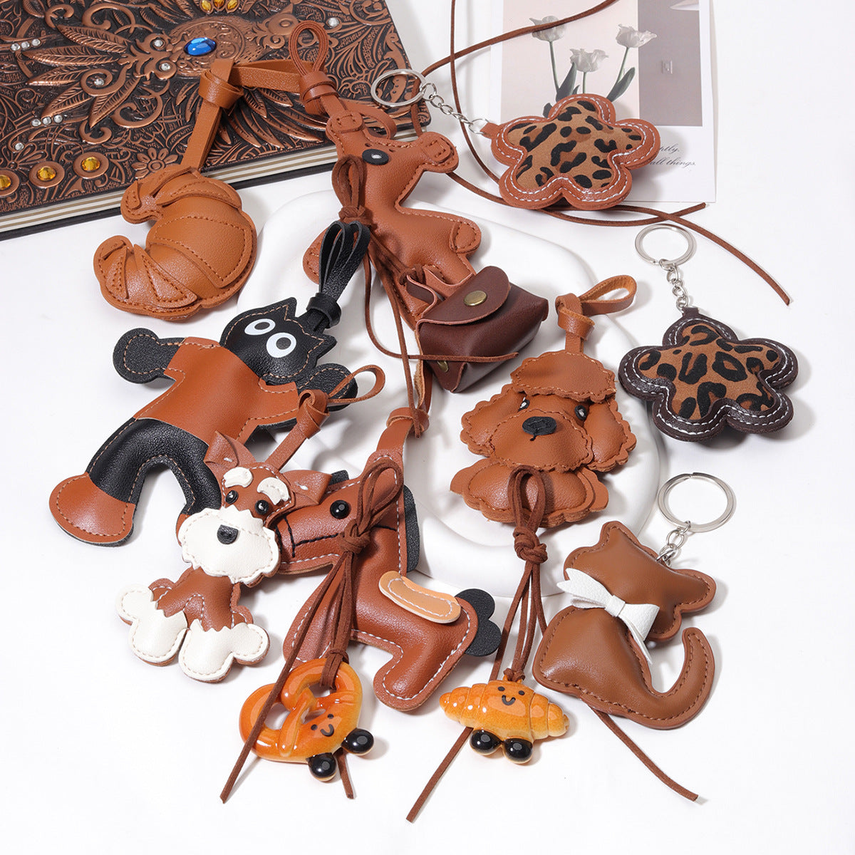 手工DIY碱水面包钥匙扣秋冬美拉德系可爱面包挂件学生情侣书包装