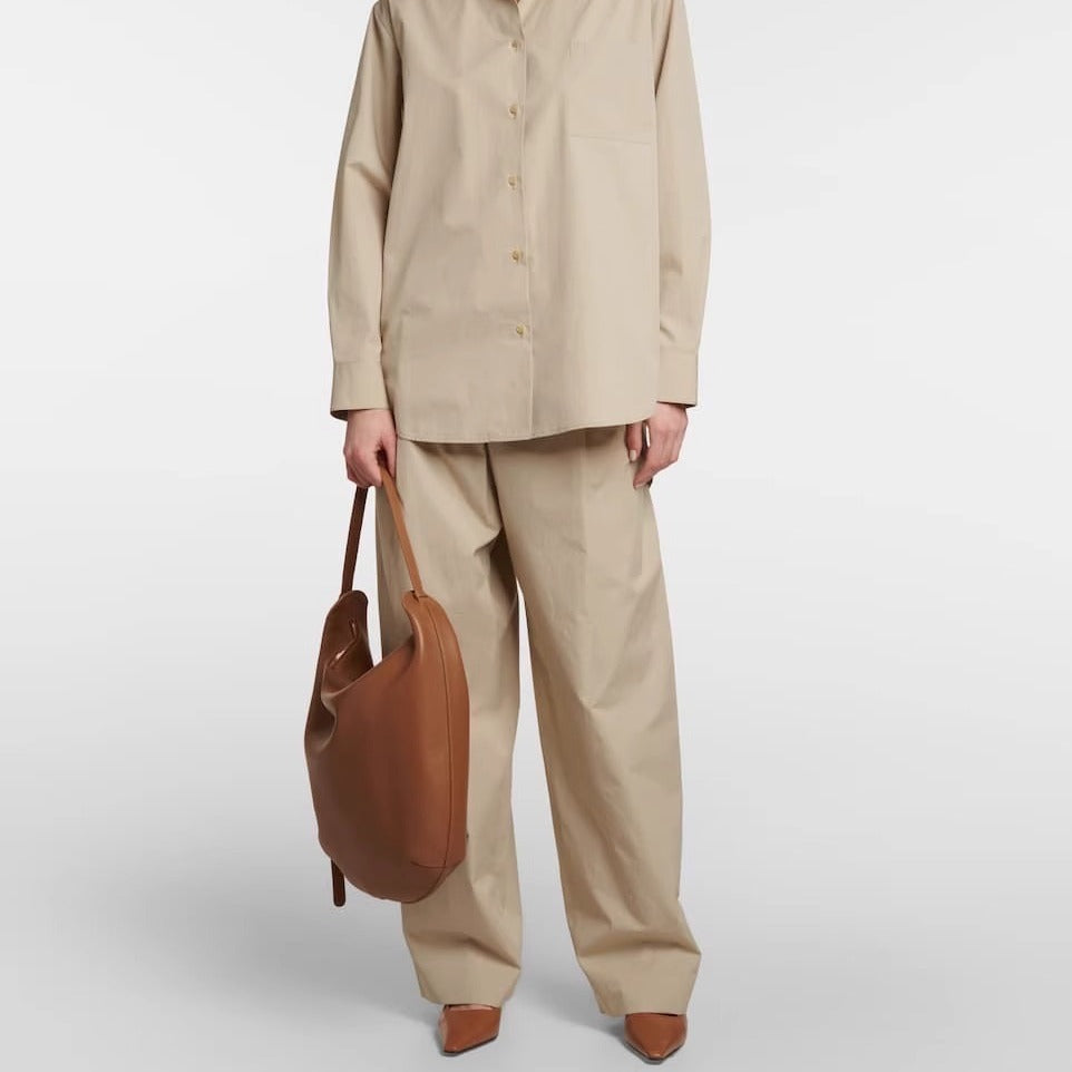 头层牛皮The 大容量Row通勤马鞍包腋下包Allie M号斜挎单肩手提包