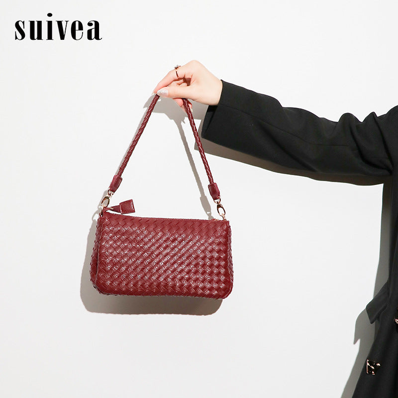 女包2024新款手工编织斜挎单肩包简约时尚腋下包手提包包一件代发