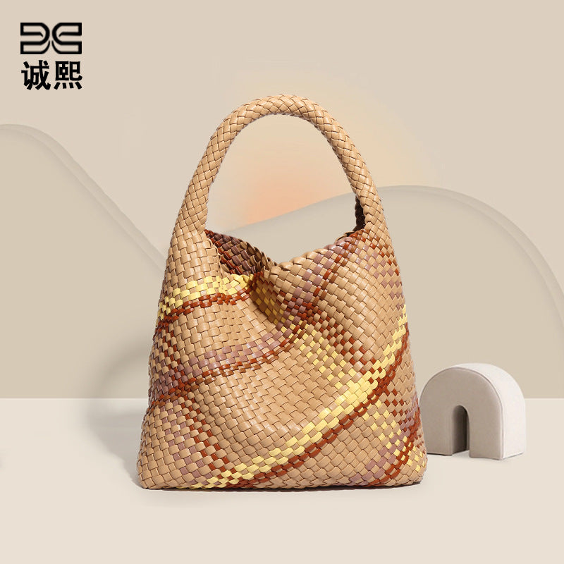 韩版女跨境单肩托特包通勤百搭腋下包大容量手拎包撞色时尚子母包