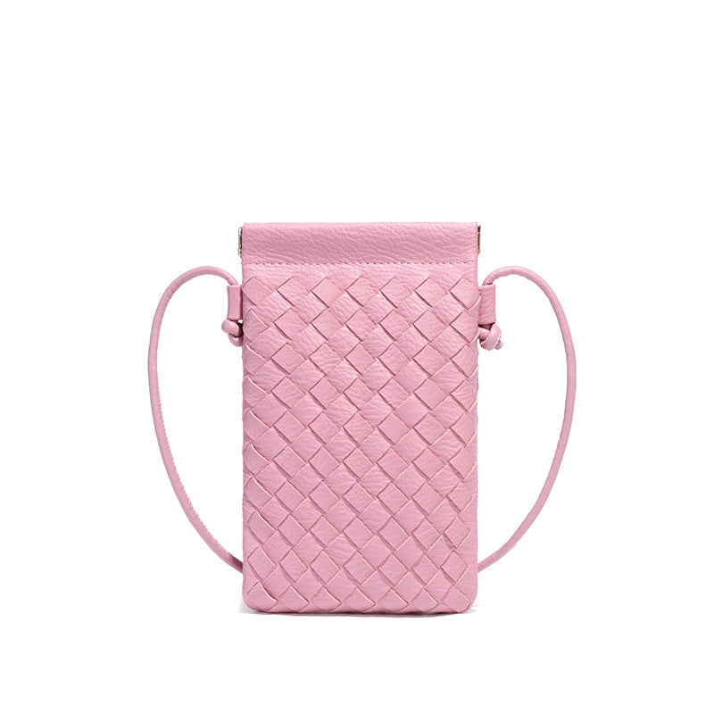 工厂直销竖款手机小方包时尚手工编织包包迷你可爱纯色单肩斜挎包