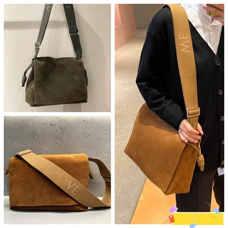 罗家 男女同款福袋邮差包斜挎ins通勤撞色大容量日常商务通勤实用