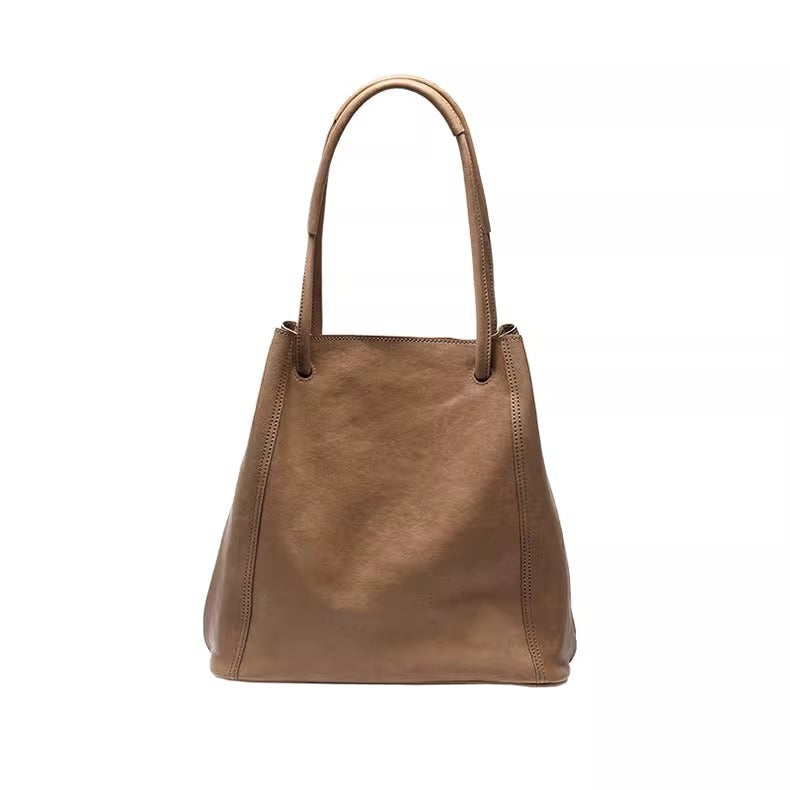 直播代发 真皮女包托特水桶单肩腋下大容量手提百搭通勤斜挎大包