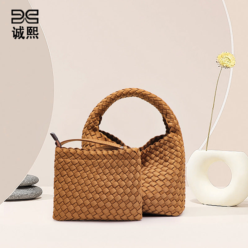 网红同款菜篮子手工编织包包复古手提子母袋时尚休闲单肩斜跨女包