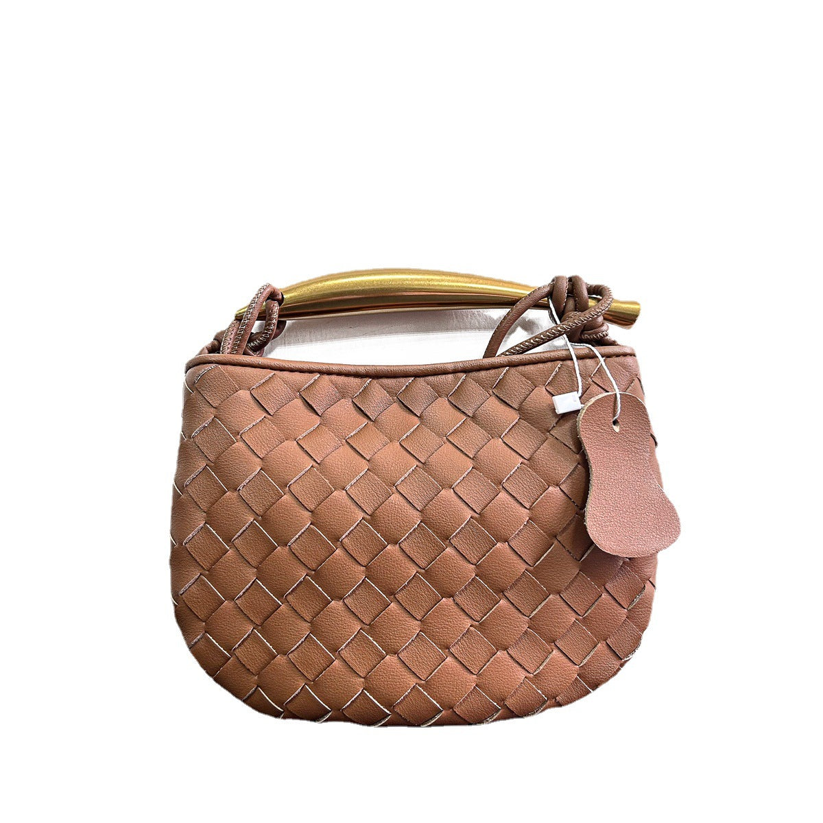 小众设计师编织新款金属手拎高级饺子包真皮牛皮休闲手提女士包包