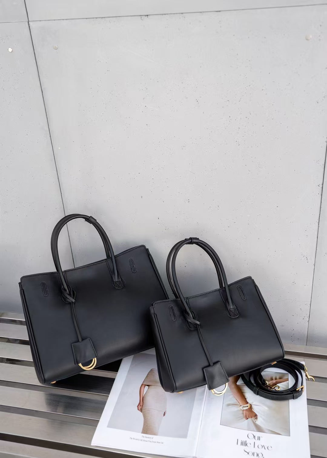 头层牛皮可多用黑色机车手提秋冬手提单肩腋下超大容量托特锁扣女