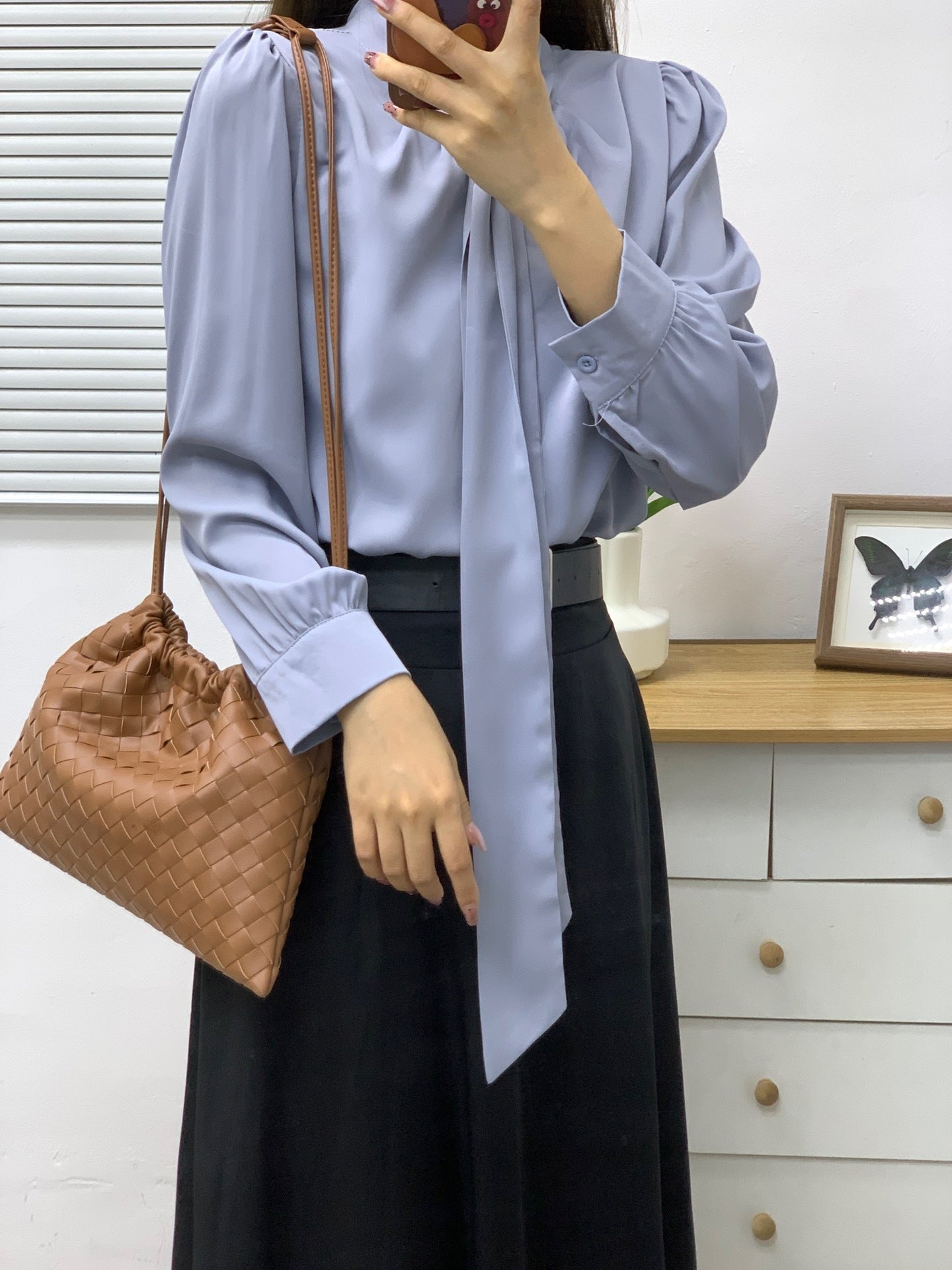 外贸包羊皮编织垃圾袋手拿包抽绳福袋包百搭大容量单肩斜挎包包女