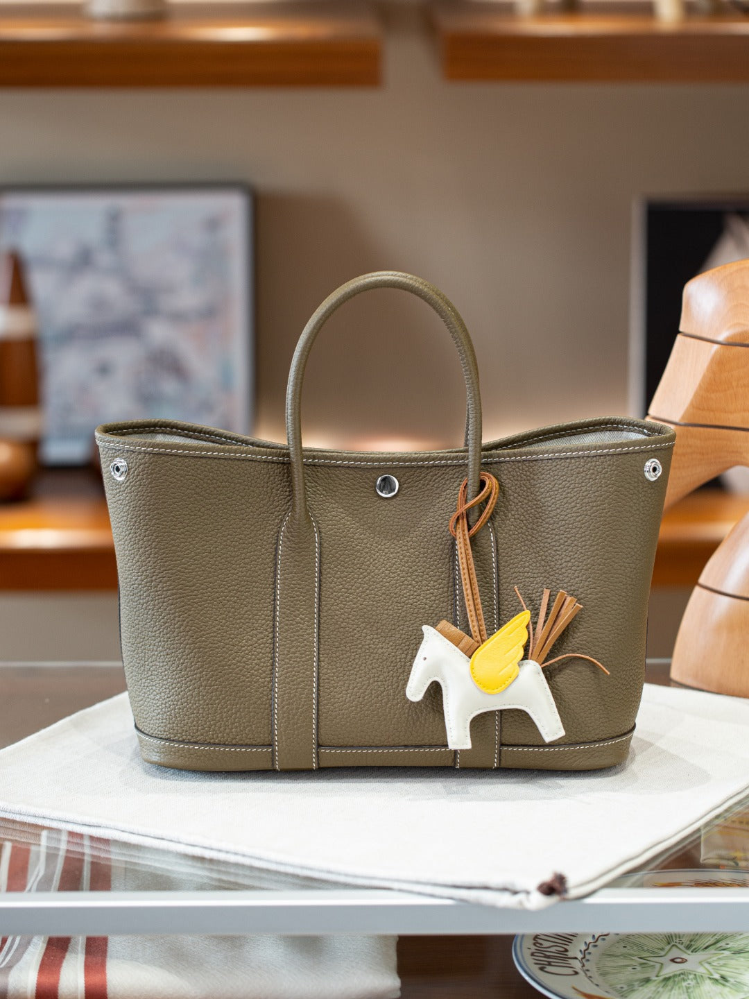 手工蜡线Garden party花园包真皮手提托特包通勤妈咪包购物袋女