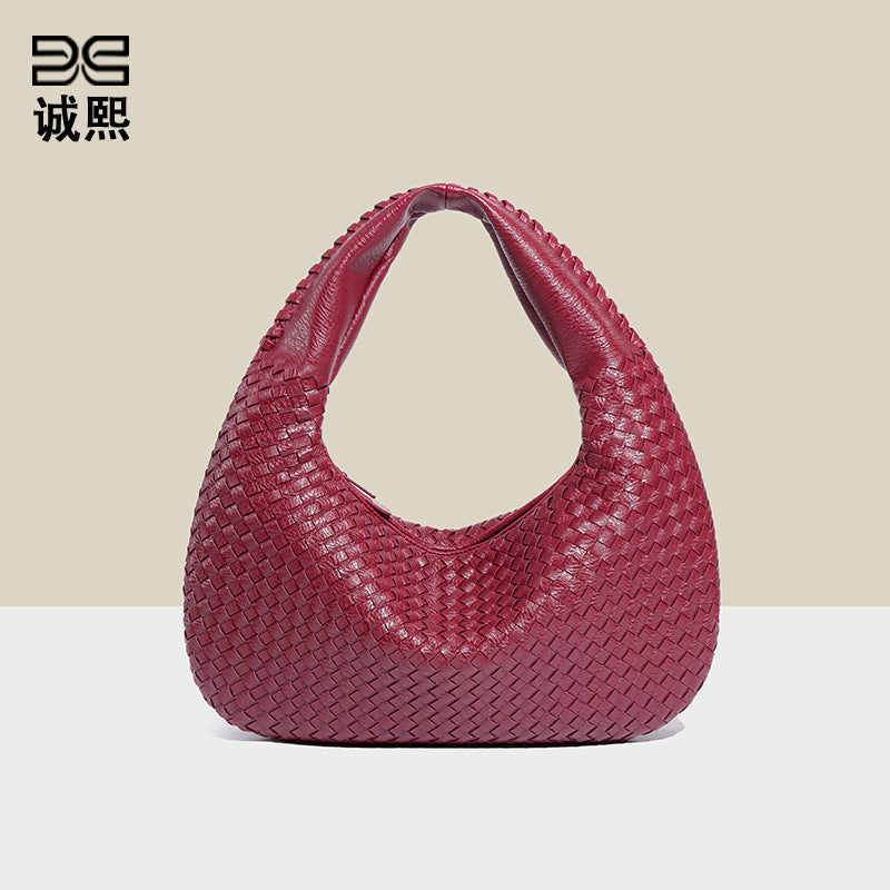 工厂定制LOGO编织包包高级感大容量饺子包跨境手拎单肩女包腋下包