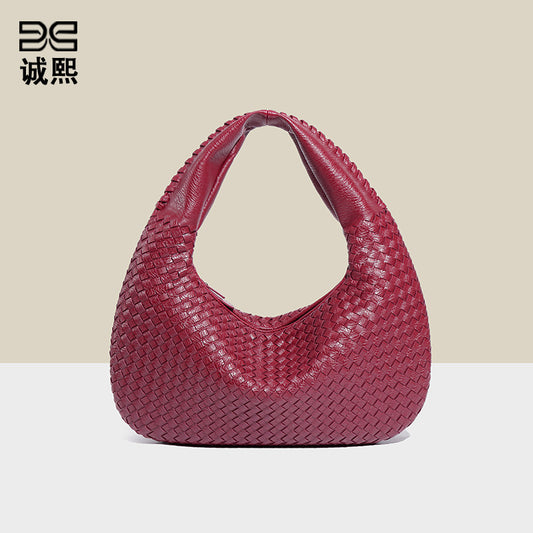 工厂定制LOGO编织包包高级感大容量饺子包跨境手拎单肩女包腋下包