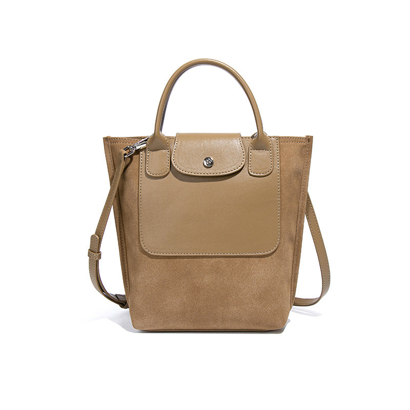 新款拼接磨砂麂皮绒手提女包时尚单肩斜跨包休闲百搭大容量托特包