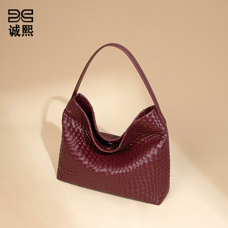 跨级高级感潮流大容量托特女包时尚手工编织包通勤质感单肩斜跨包