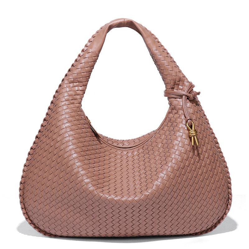 跨境爆款定制手提大容量月牙包欧美潮流单肩腋下包质感编织饺子包