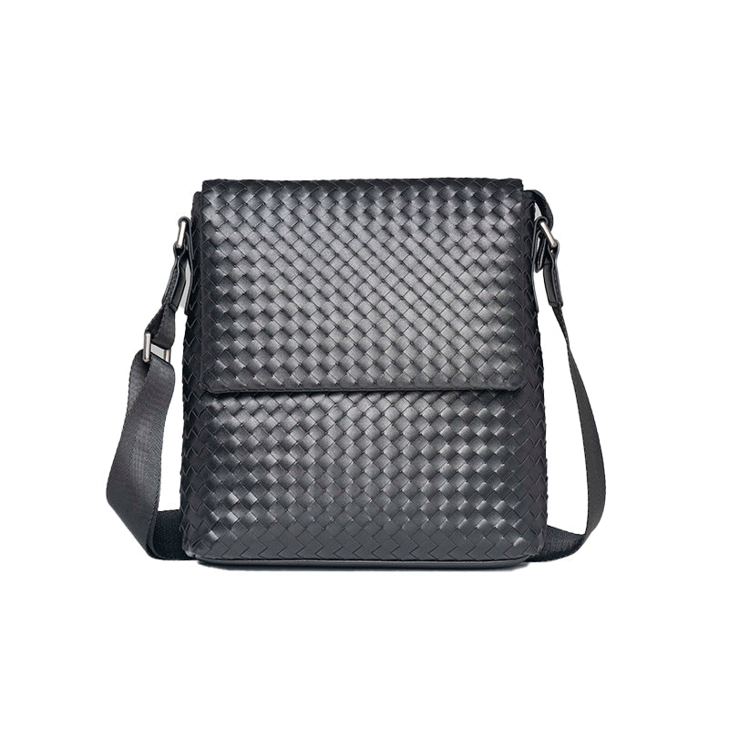 x&bv男包单肩包真皮休闲商务包翻盖编织竖款时尚小背包男士斜挎包