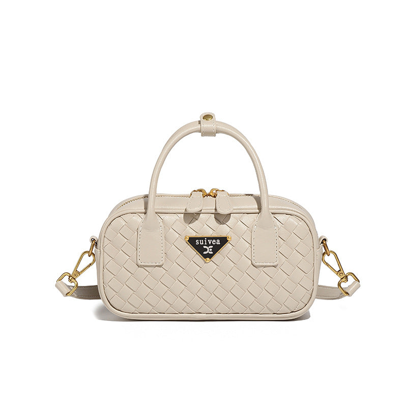 新款潮流枕头包单肩斜挎小方包高级感百搭手拎包时尚手工编织包包