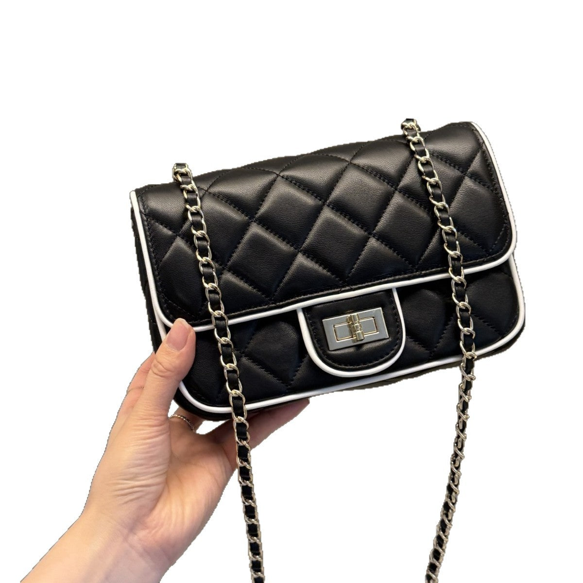 2025夏季新款菱格绣线单肩包小众百搭小香风链条包洋气小方包女包