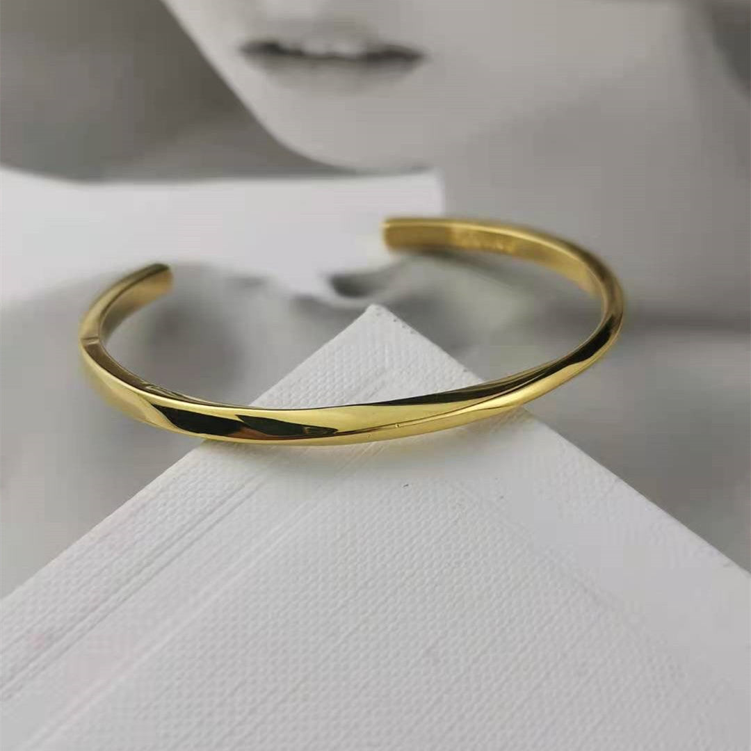 赛家2021新款光面扭转手镯女高级感极简风气质几何不规则扭扭手环