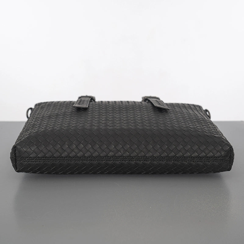 X&BV真皮男士手提包横款编织单肩斜挎包男商务休闲电脑包公文包男