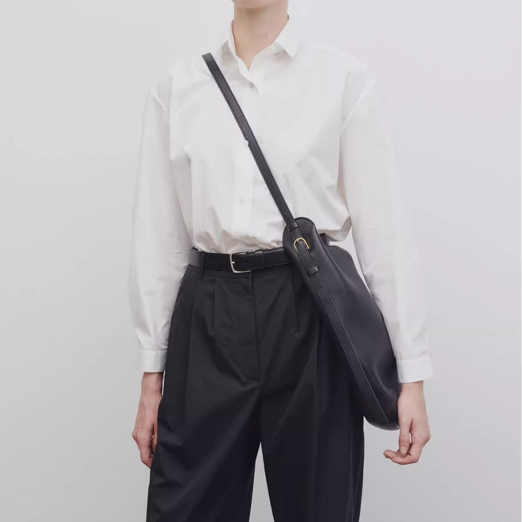 头层牛皮The 大容量Row通勤马鞍包腋下包Allie M号斜挎单肩手提包