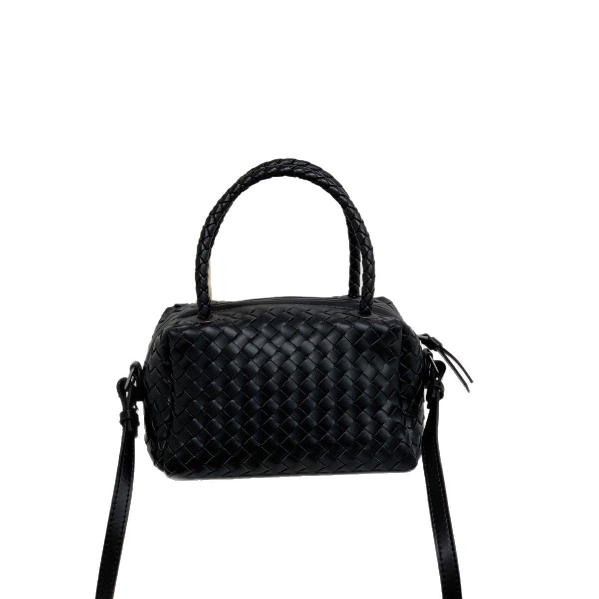 2024新款编织包包女小众高级酒红色手拎单肩斜挎小方包相机枕头包