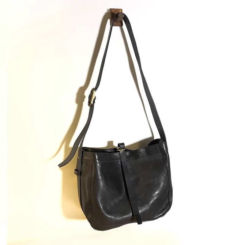 很拽的冷淡风~复古真皮单肩女包斜挎包休闲牛皮大包男女纯皮包潮