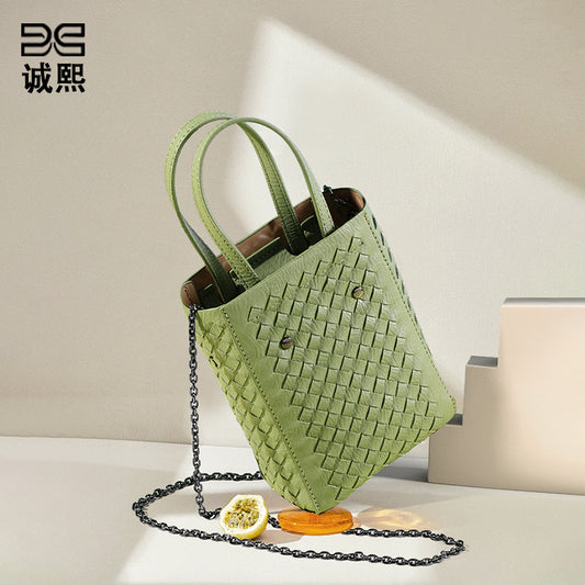 2023新款手工编织女包纯色质感流行手提单肩斜跨包时尚百搭托特包
