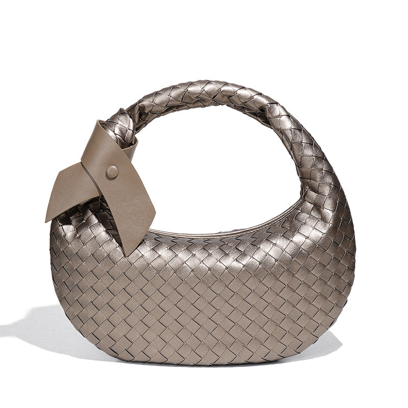 跨境潮流手工编织包包时尚休闲复古饺子包通勤百搭手拎女包单肩包