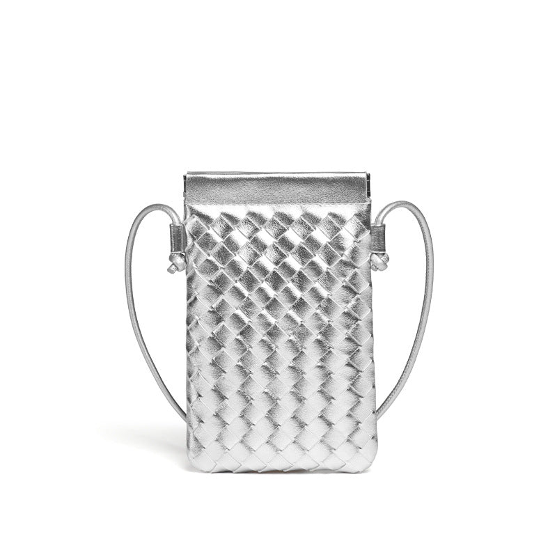 简约时尚新款迷你手机包手工编织包潮流复古小零钱包单肩斜挎女包