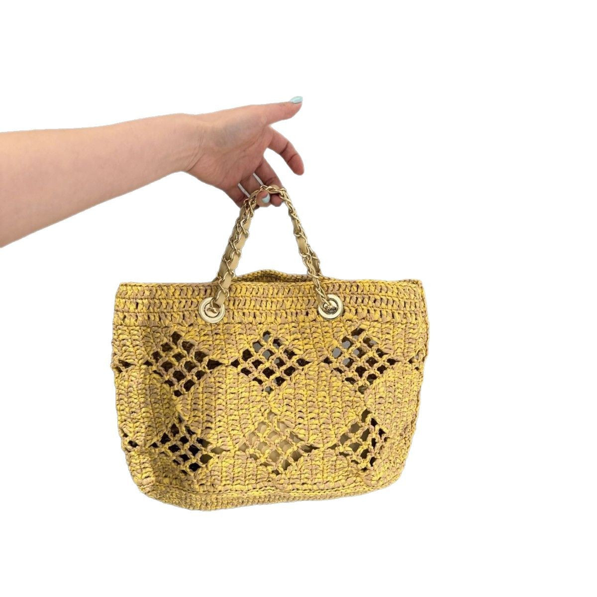 一件代发新款ins镂空纸绳草编包休闲百搭时尚单肩包大容量通勤包