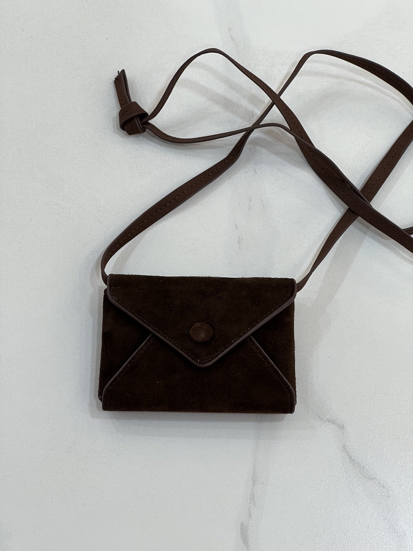 韩国hosa迷你真皮零钱包牛皮信封腰包磨砂麂皮小费包极简风口红包