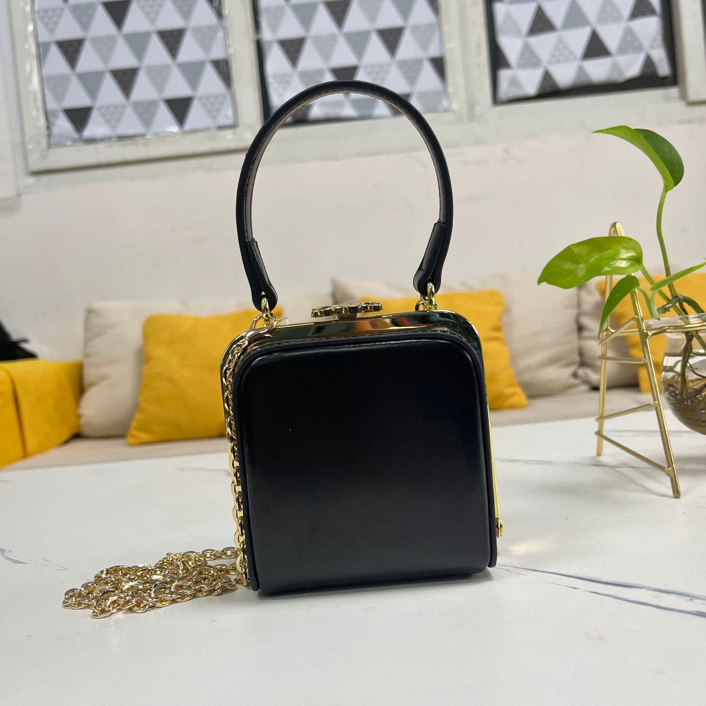 凯旋门腋下包女包包晚宴链条包斜挎手提小方包真皮盒子老花手拎