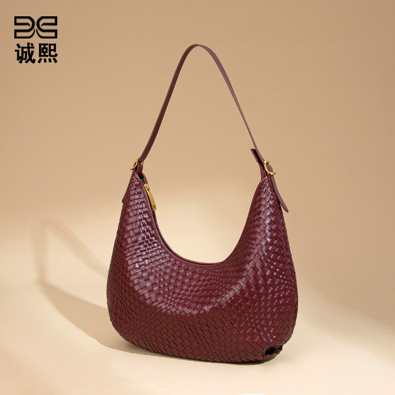 韩版大容量定制手工编织包包女时尚单肩腋下包休闲百搭手提托特包