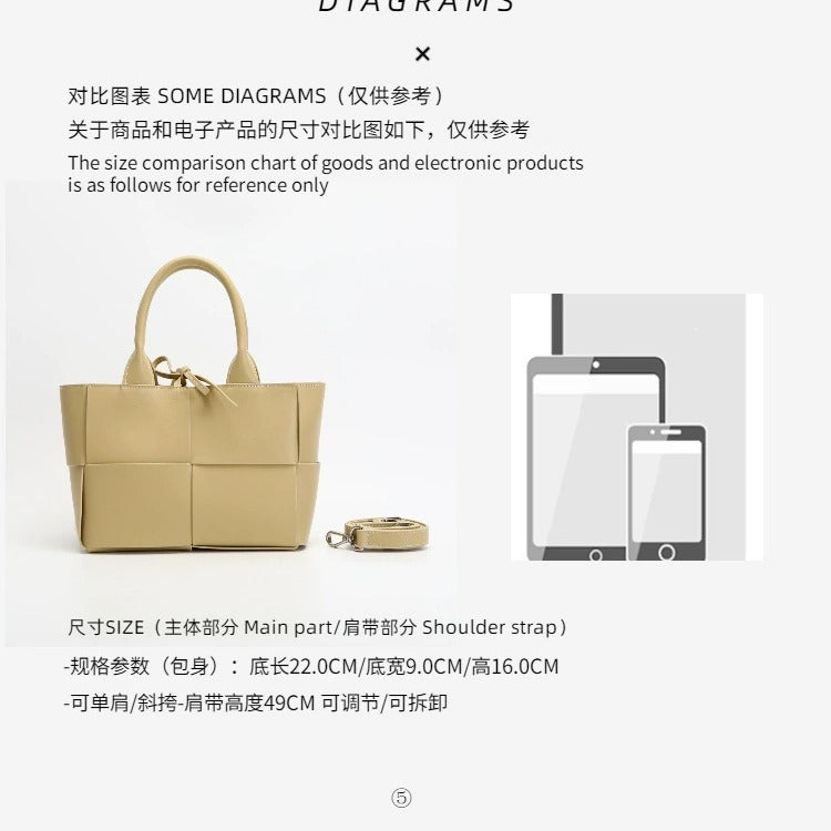 包包女士真皮女包2022新款手提手工编织托特简约大容量轻奢高级