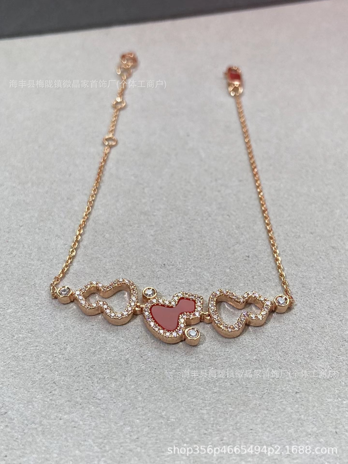 高版本CNC麒麟三葫芦项链天然绿翡翠红玉髓S925银镀18K厚金项链