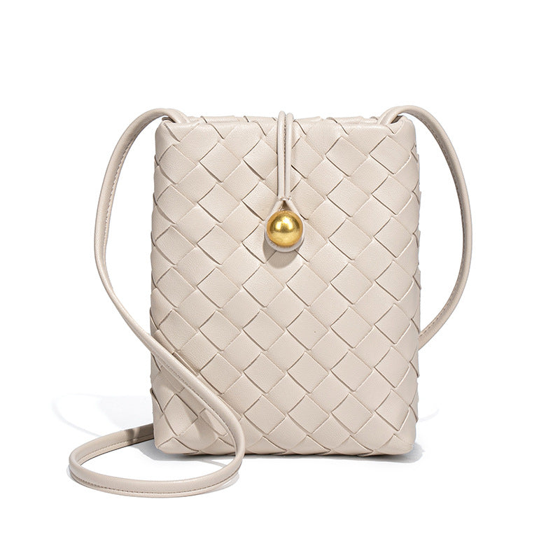 时尚迷你竖款编织手机包复古百搭斜挎零钱包小众质感潮流单肩女包