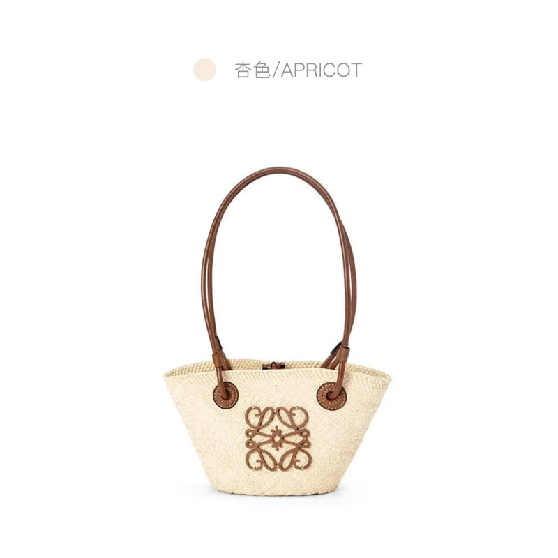 田园风手工编织托特包2024新款沙滩度假手提单肩包法式藤编草编包