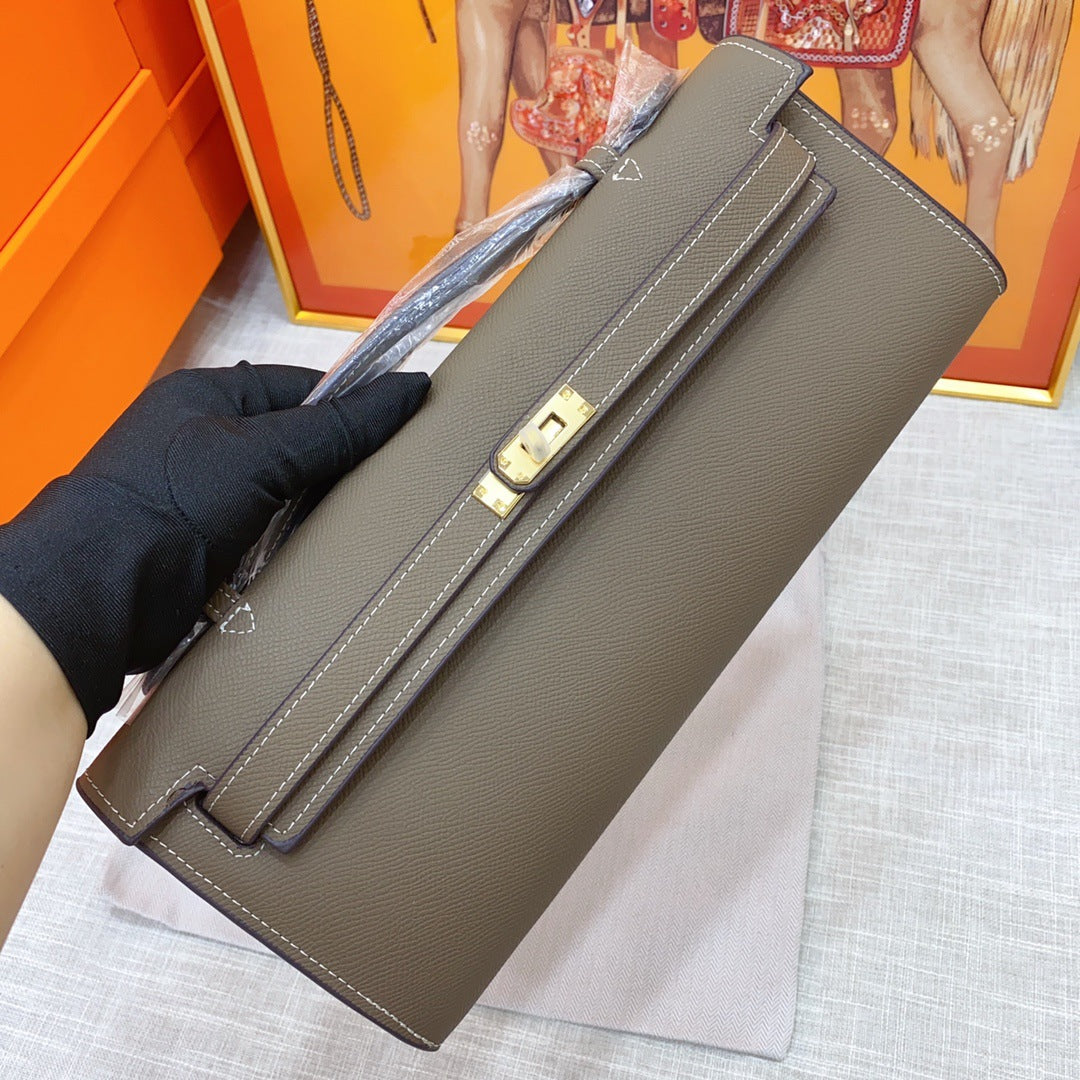 凯莉epsom掌纹手包真皮女包时尚kelly荔枝纹牛皮晚宴包亚马逊代发