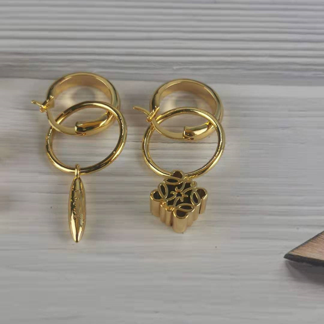 罗家立体镂空月饼方块耳环可拆卸耳钉复古高级感耳饰不对称耳圈