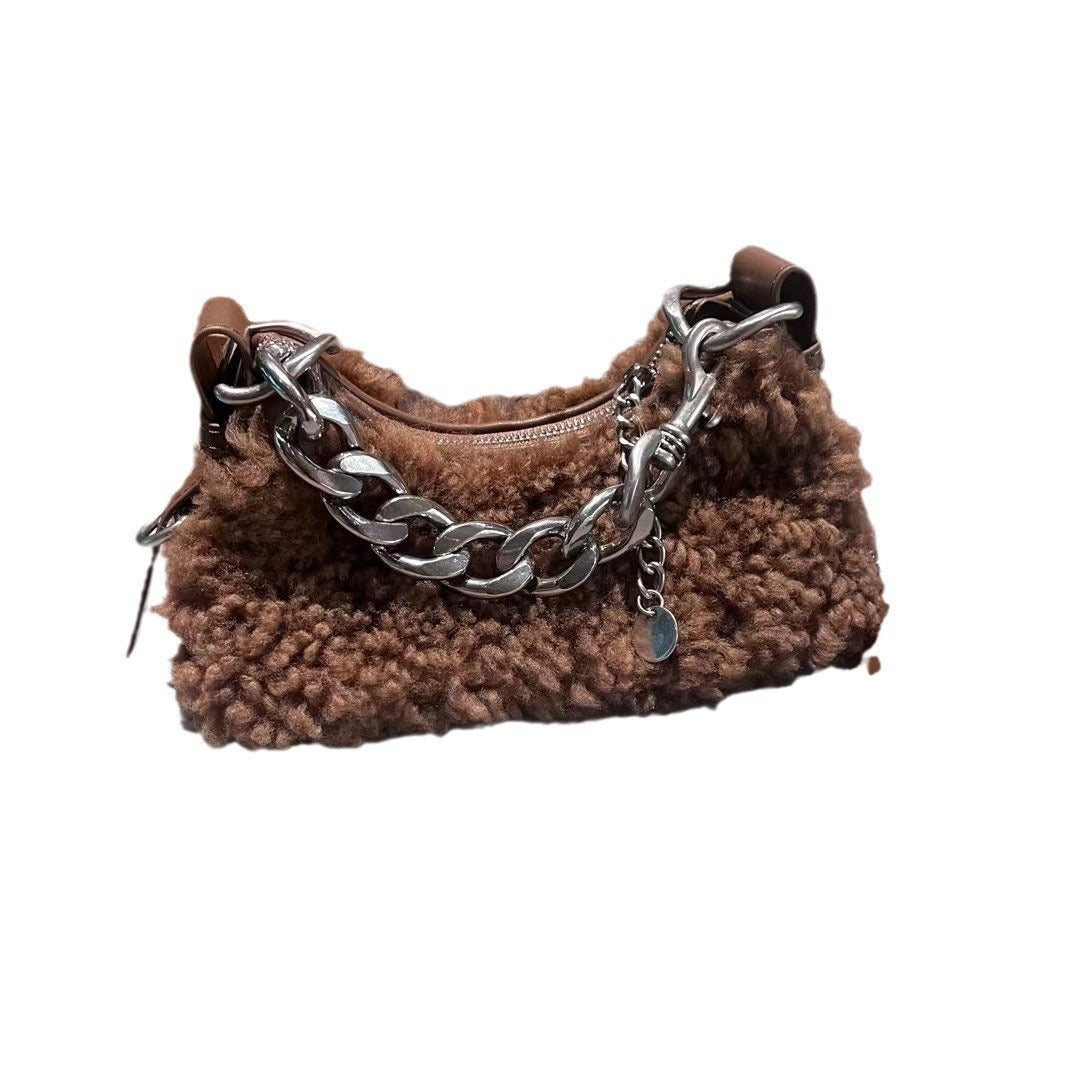 包包女士2023新款秋冬羊羔毛腋下链条包高级感时尚百搭单肩斜挎包