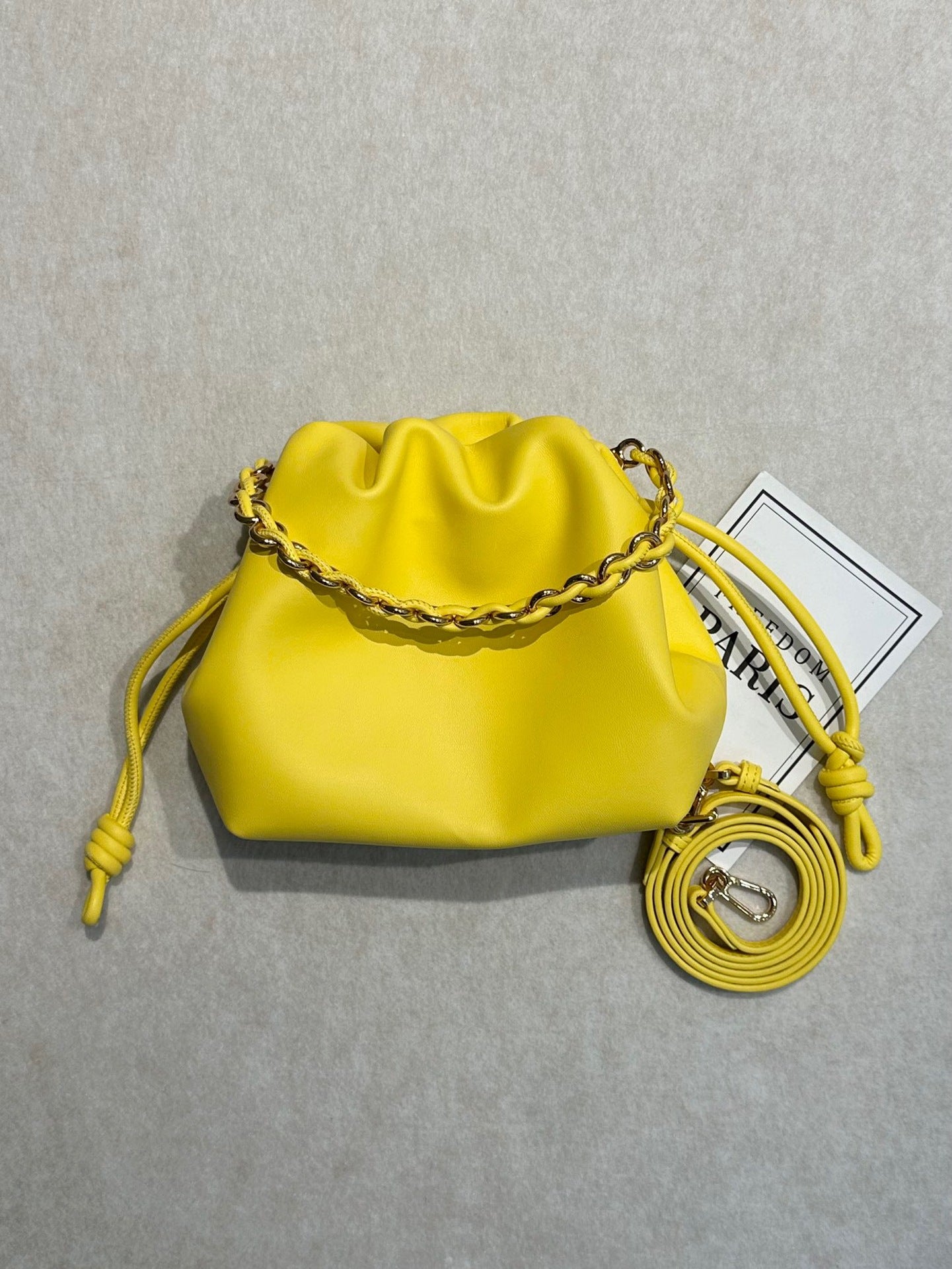 新品褶皱牛皮云朵包新中式抽绳福袋包时尚链条腋下包单肩斜挎小包