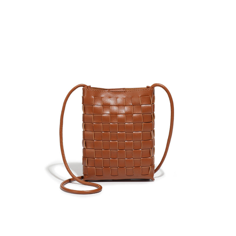 2025新款手机包包女外贸复古时尚手工编织包欧美简约百搭单肩斜跨