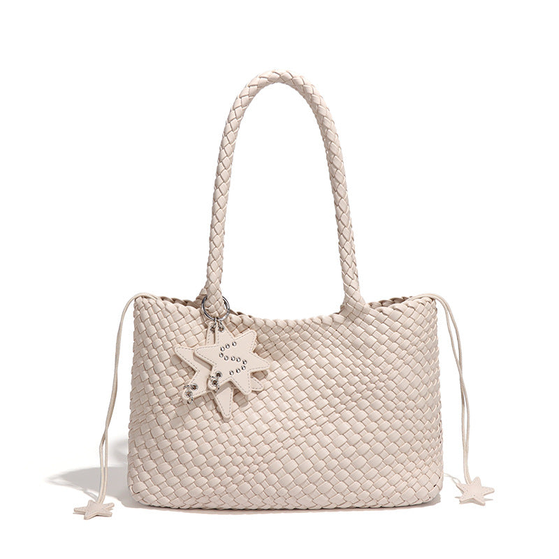 跨境新款枪枪手工编织女包潮流单肩腋下包质感休闲手拎子母托特包