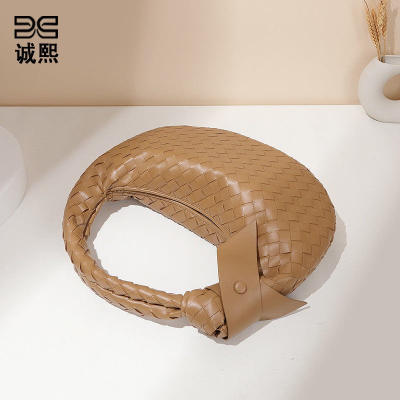 定制高级感腋下包编织手拎女包单肩包时尚大容量饺子包腋下月牙包