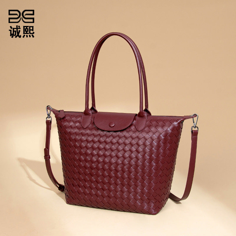 手工编织大号龙襄饺子包高级感气质手提女包百搭斜挎大容量单肩包