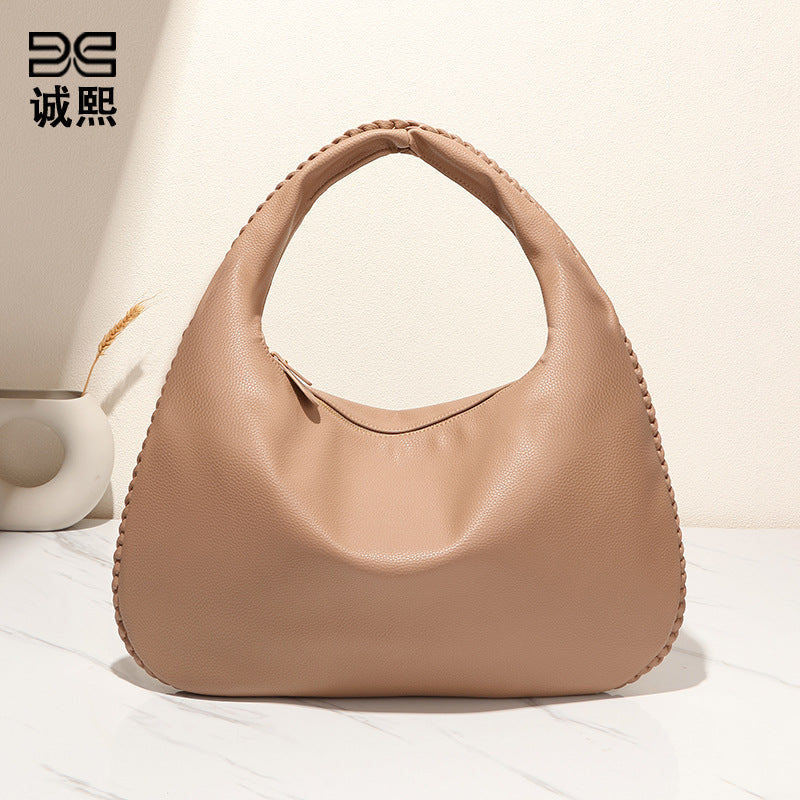 外贸跨境秋冬新款大容量月牙包时尚手提饺子包高级感女单肩腋下包